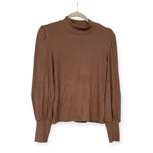 Mine Brown Ribbed Long Sleeve Top​
